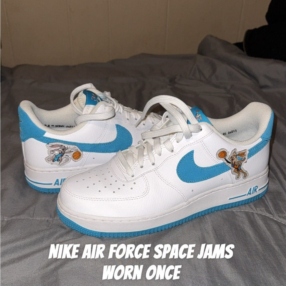 Nike Air Force White and Blue Sneakers